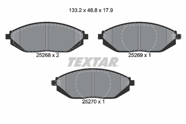 Plaquettes frein Textar 2526801 pour remplacement mécanique OE 04465B5070