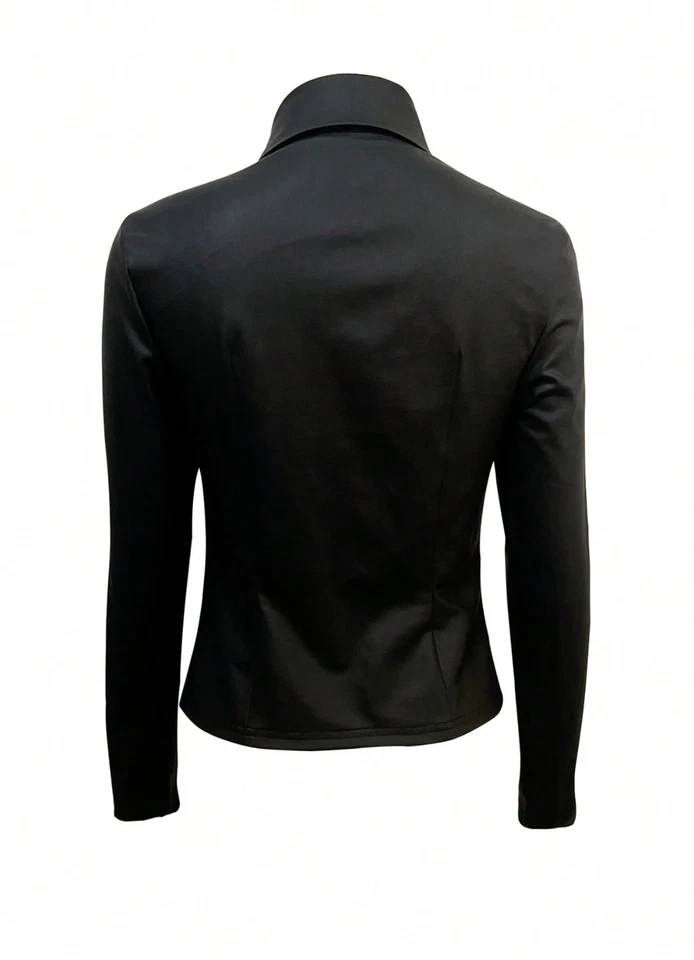 Mujeres Talla Estándar Sexy Blusa Tachonada Manga Larga Imitación Cuero Talla XS S M L XL Foto 2 de 4