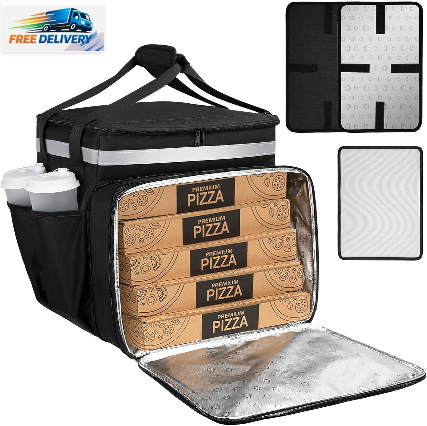 Food Delivery Backpack, Expandable Delivery Backpack Pizza Bag, L