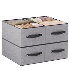 4 Pack Storage Baskets With Handles 16x19.8x6.5 Inch Gray Organizer Boxes