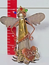 Vintage Rustic Tin Angel Christmas Ornament Embossed Metal Heart Purse