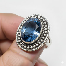 London Blue Topaz Gemstone 925 Sterling Silver Jewelry All Size Ring For Gift