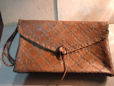 Vintage Tooled leather Clutch Purse
