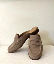 Crown Vintage Naliana Womens Tan Leather Suede Penny Mules Slip On Low Heel 10 M