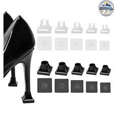 High Heel Protector Caps Black Clear 10 Pairs 5 Sizes Anti Slip Wedding