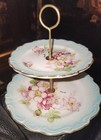6.5" Vintage Arnart,2 tier Dish Hand Painted Japan Rose — photo 1