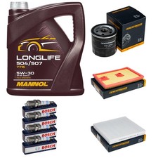 Produktbild - Inspektionspaket 5L MANNOL Longlife 5W-30 Zündkerzen für VW Golf VII 1.4 TSI