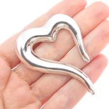 BOMA 925 Sterling Silver Vintage Modernist Heart Pin Brooch