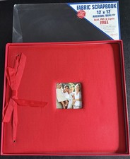 12x12 Red Fabric Scrapbook With 10 12x12 Sheets  10 Top Loading Protectors