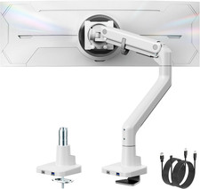 Single Monitor Arm with USB A/C, Ultrawide Monitor Stand for 17 to 57 Inch Curve