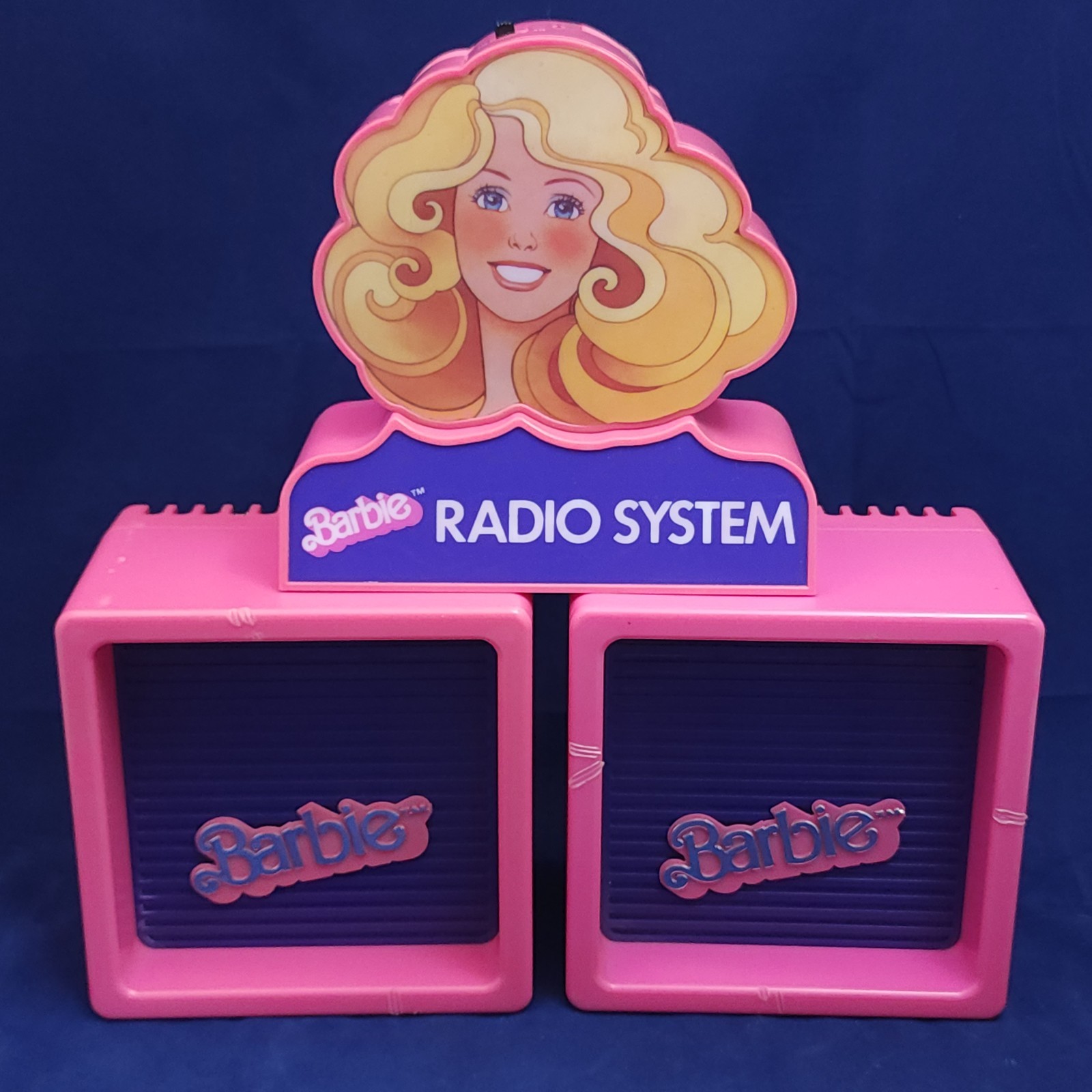 Barbie Radio System Pink Stereo 1984 with Matching Speakers Vintage lot of 3