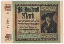 GERMANY 5000 Mark 2.12.1922  - Pick 81a EF+