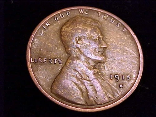 1915-S  Lincoln Cent, Very Good Grade.