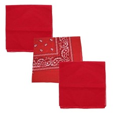 2 Solid Color and 1 Paisley Bandanas - Set of 3-Red