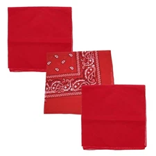 2 Solid Color and 1 Paisley Bandanas - Set of 3-Red