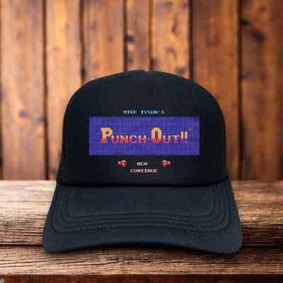 Mike Tyson Punchout Mens Trucker Hat Black Snapback 90s Retro Video Game Title