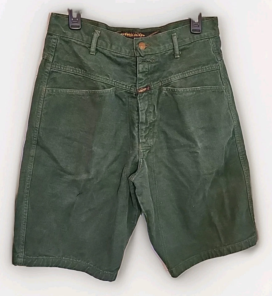 Marithe Francois Girbaud 31 Bermuda Shorts Y2K Stone Washed Green Denim  Skater 