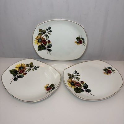 Ridgway Ironstone Teller Vintage Sonnenblumen Geschirr Retro Blume Landhaus Küche