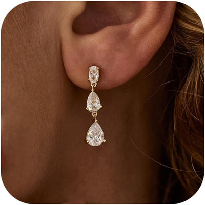 Ewrkbr Dangle Earrings for Women, Elegant Wedding Earrings 14K Gold Plated Long
