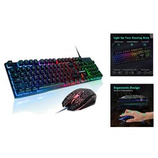 RGB Backlit Gaming Keyboard Ergonomic Mouse Combo - Anti-Ghosting Performance