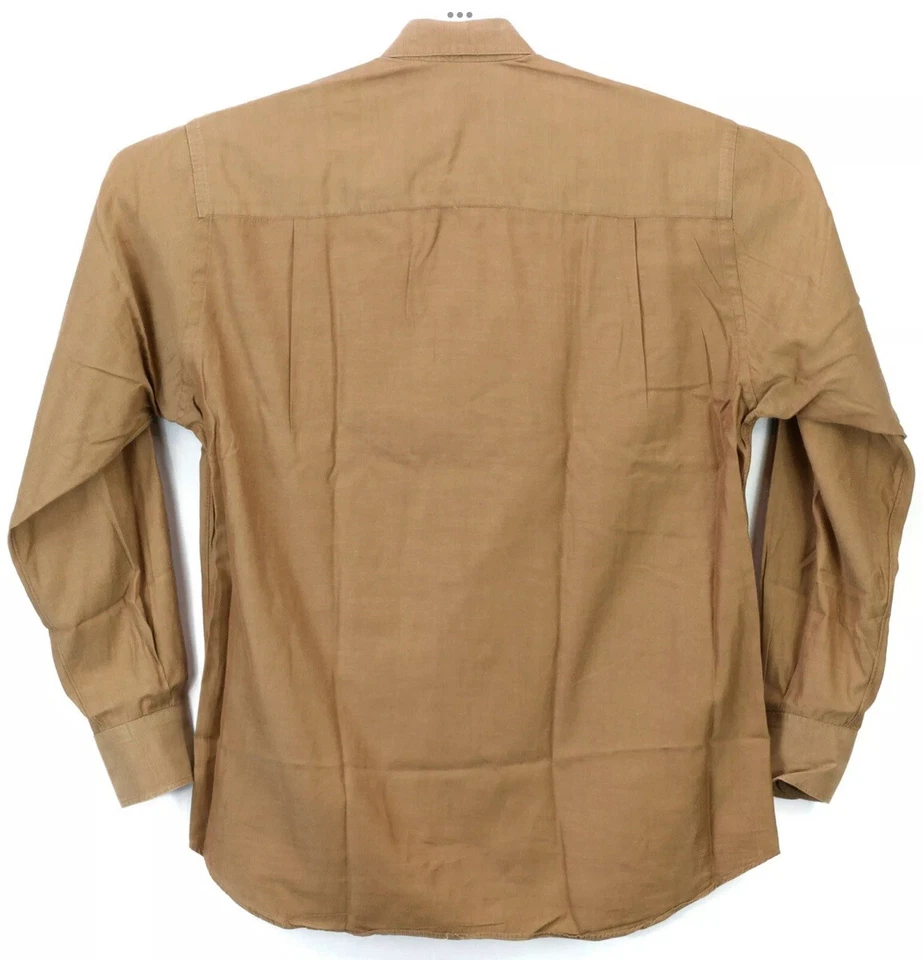 Camisa Ike Behar Para Hombre Abotonada Cuello LS Talla 15 Marrón Sólido Hecha en EE. UU. Usada en Excelente Condición Foto 2 de 4