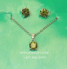 EFFY 925 sterling silver green cubic zirconia cz necklace earring set 4.5g — photo 2
