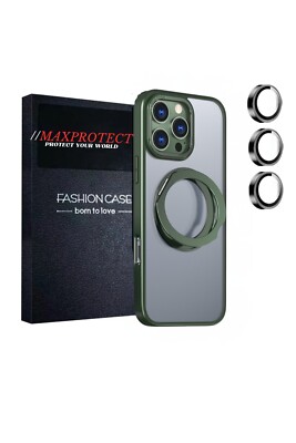 MAXPROTECT iPhone16 Pro Max Case with Len Protector/360°Rotatable Ring Stand
