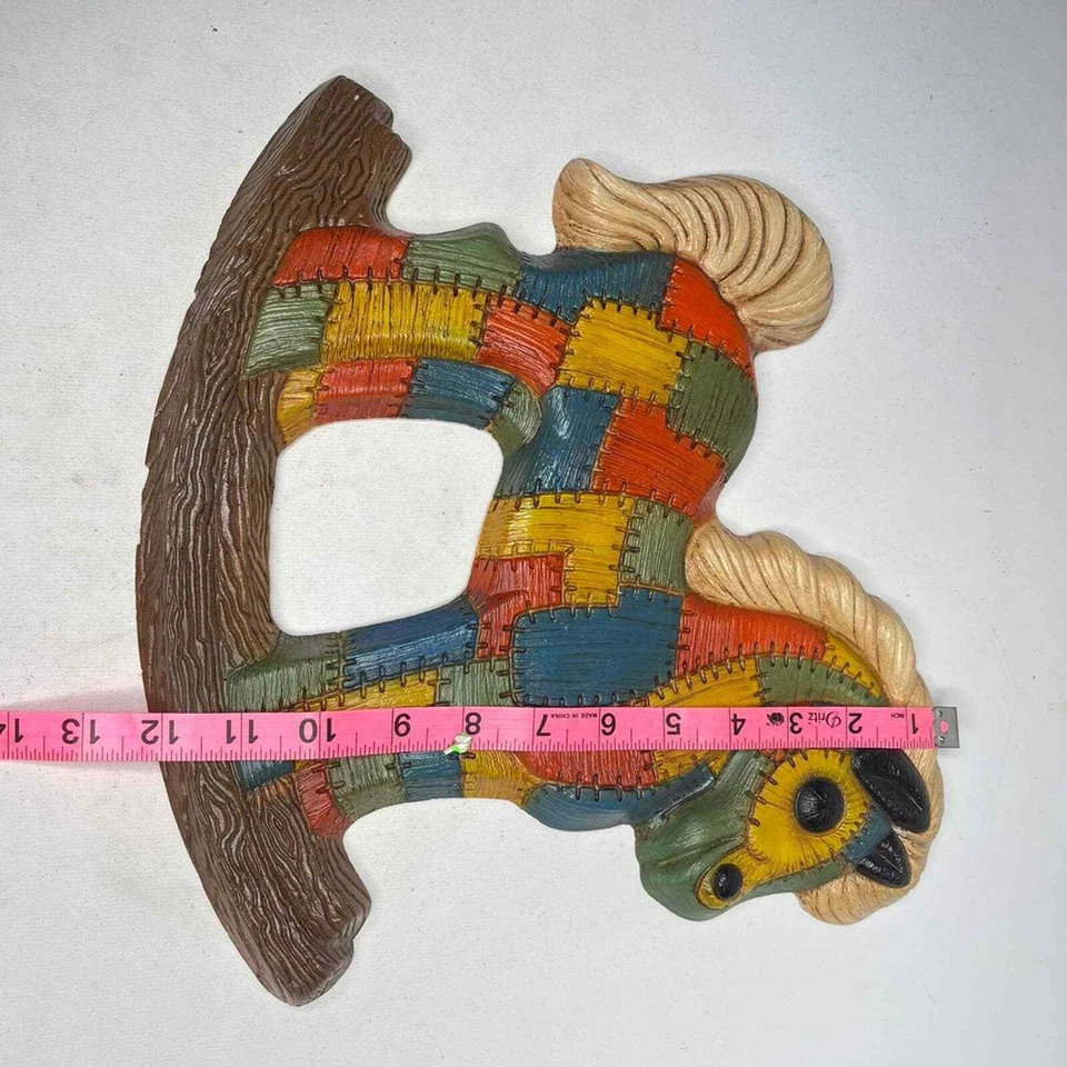 Decoração de parede vintage patchwork cavalo de balanço espuma artesanato - Imagem 4 de 4