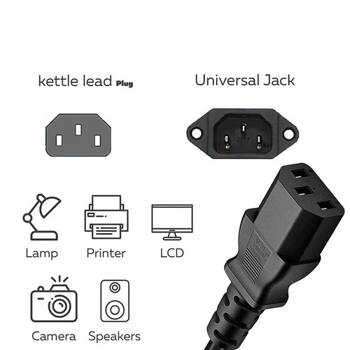 Mains Power Plug to IEC C13 Cable Cord for PC Monitor TV Kettle Lead 1.2M UK - Picture 2 of 9
