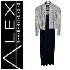 Alex Evenings Maxi Dress  Jacket Size 8 Sparkly Embellished Rhinestone Formal
