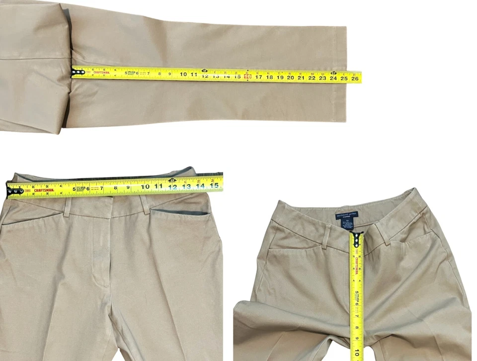 Pantalones para mujer Westbound Petites caqui elásticos pierna recta talla 4P Foto 4 de 4