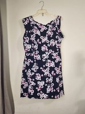 Summer Chic Assymetric Neckline Sleeveless XL Floral Knee Cocktail Sheath Work