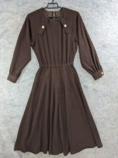 Handmade Dress Womens Large Brown Wool Blend Elastic Waist Classy Professional