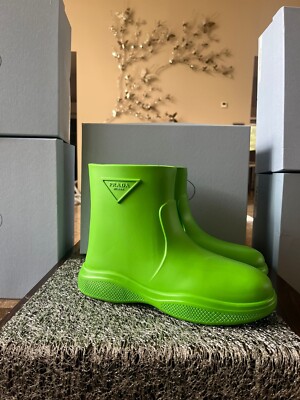 Prada , Triangle Stamp Logo Rain Boots in Green BNWB 37 | eBay