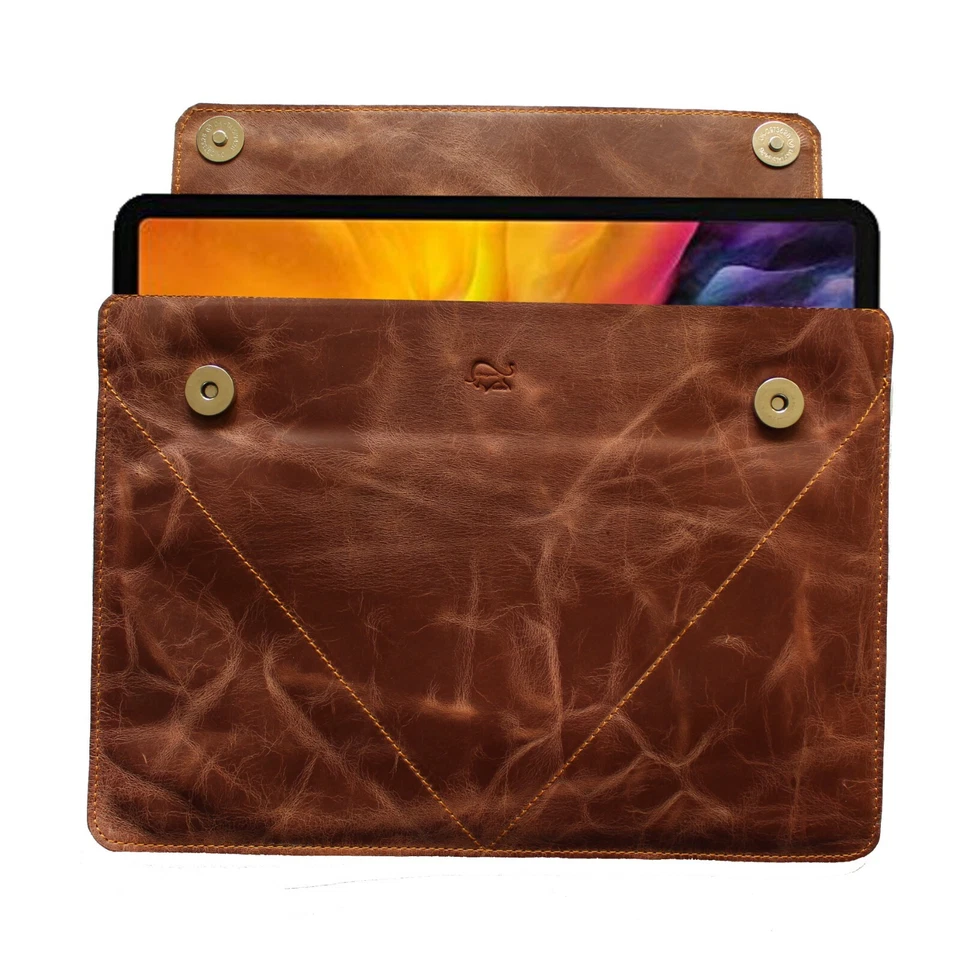 Tablet Tasche Echt Leder Braun 10-11 Zoll Schutzhülle Etui Case Sleeve - Bild 2 von 4