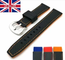 20 22 24 mm Dual Two Colours Watch Strap Band  Diver Stitched Rubber Silicone UK