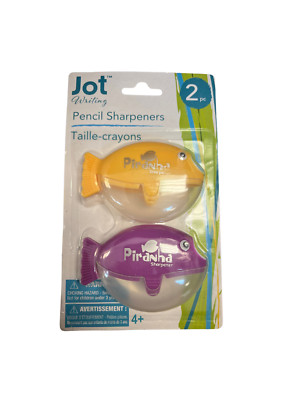 Geddes Piranha Pencil Sharpener, 2 Sharpeners per pack Purple and Gold/Yellow
