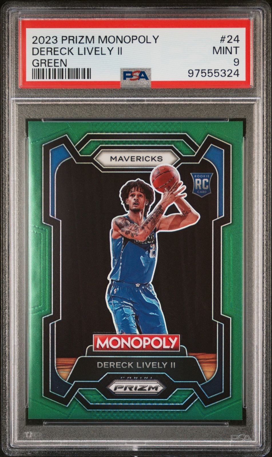 2023 Prizm Monopoly #24 Dereck Lively II Green /24 Rookie PSA 9 MINT