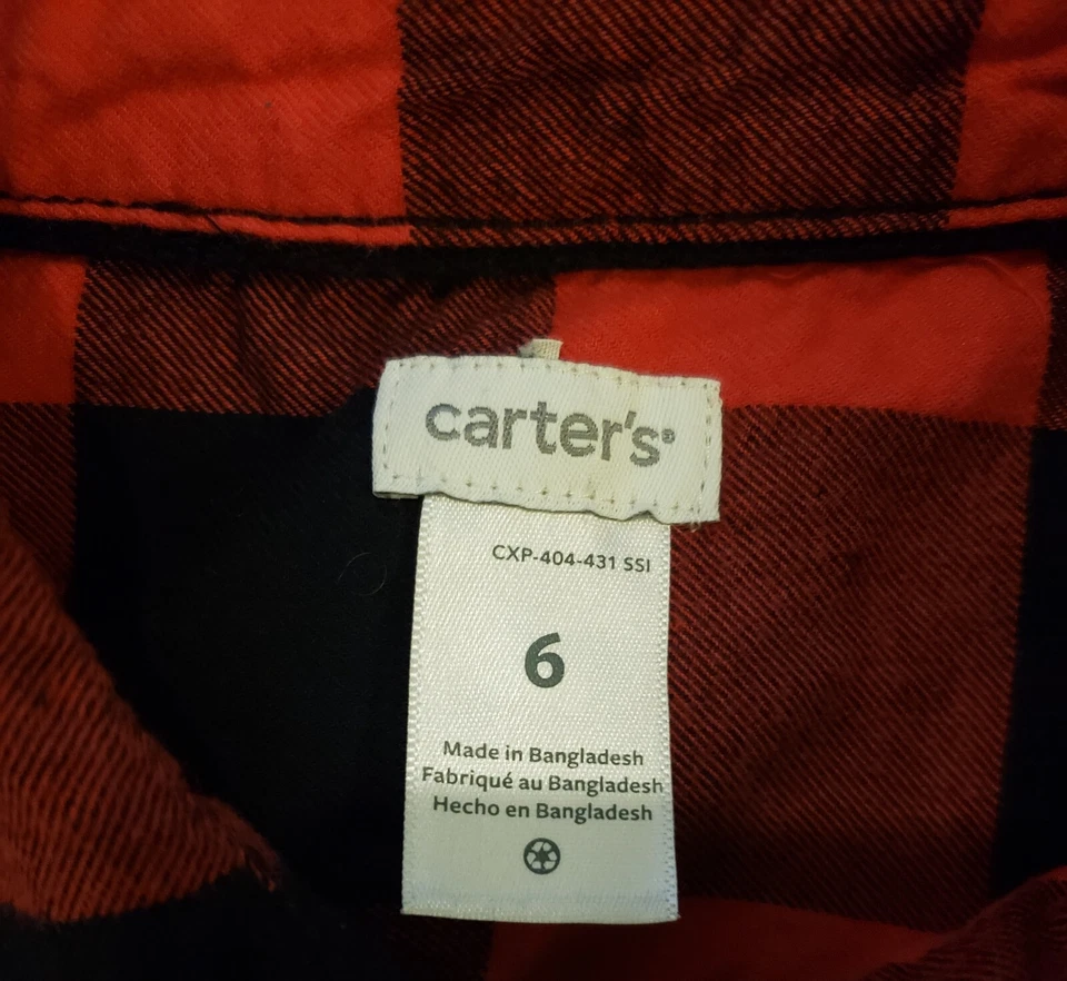 Boy's Red Plaid Flannel Long Sleeve Shirt Size 6 - Image 2 of 4