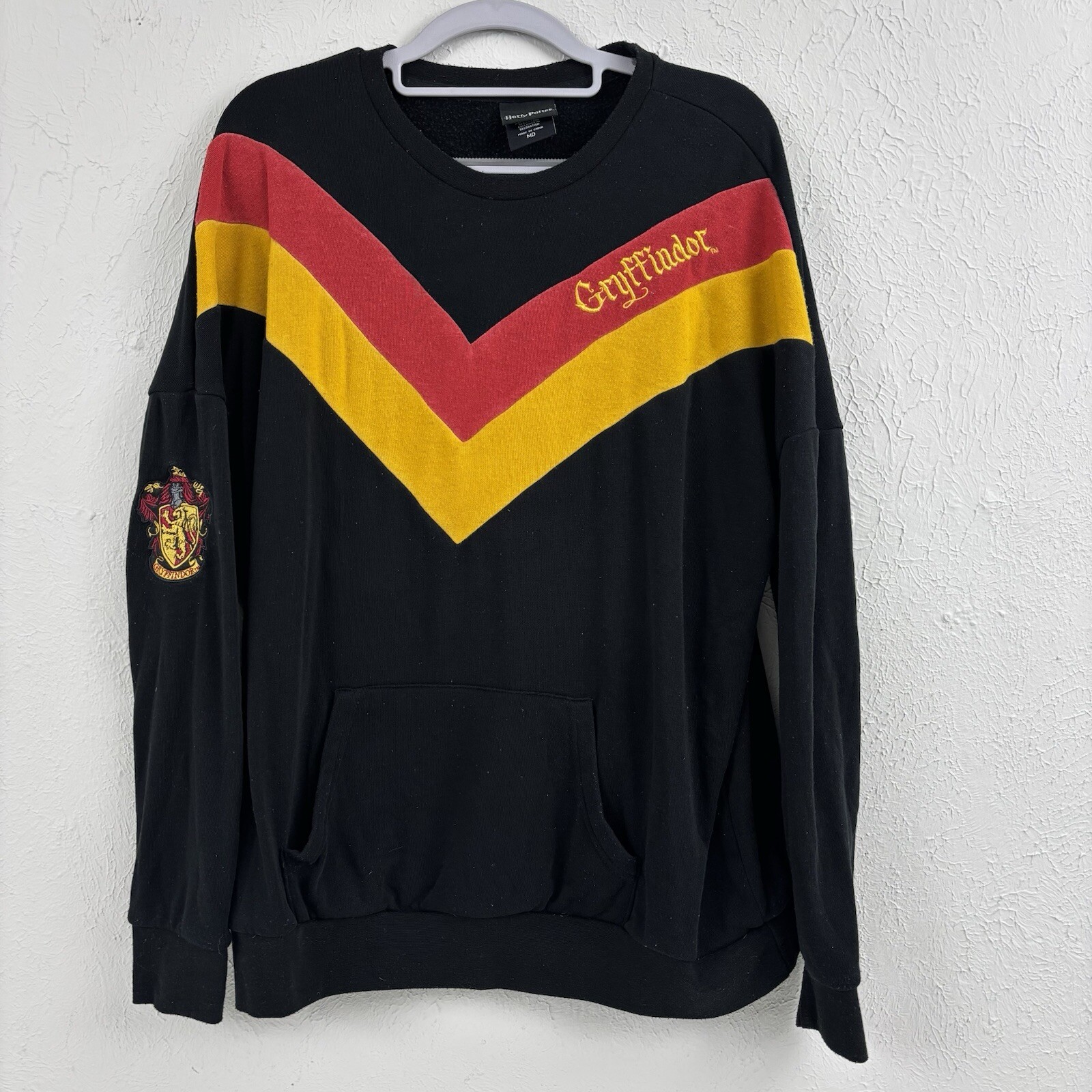 Harry Potter Gryffindor Black Embroidered Patch Sweatshirt Adult Medium M