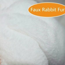 Faux Rabbit Fur Fabric Furry Brushed Clothes Upholstery Blanket Material White