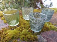 WindlichtgläSer 4Er-Set Teelichthalter Windlicht Glas GrüN Verziert Inkl. Vk.