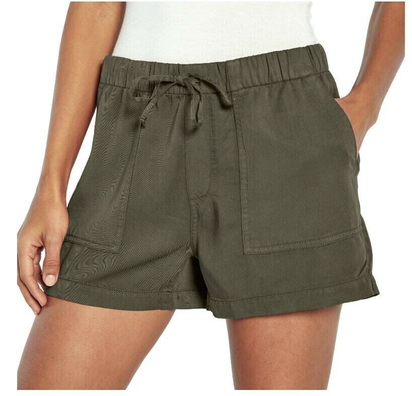 Pantalones Cortos GAP Tencel Para Mujer Pull-On XXL Lt Oliva Cordón Cintura Bolsillos Nuevos