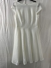 Black Label by Evan-Picone Sleeveless Fit Flare Dress White Size 8 Crochet Lined
