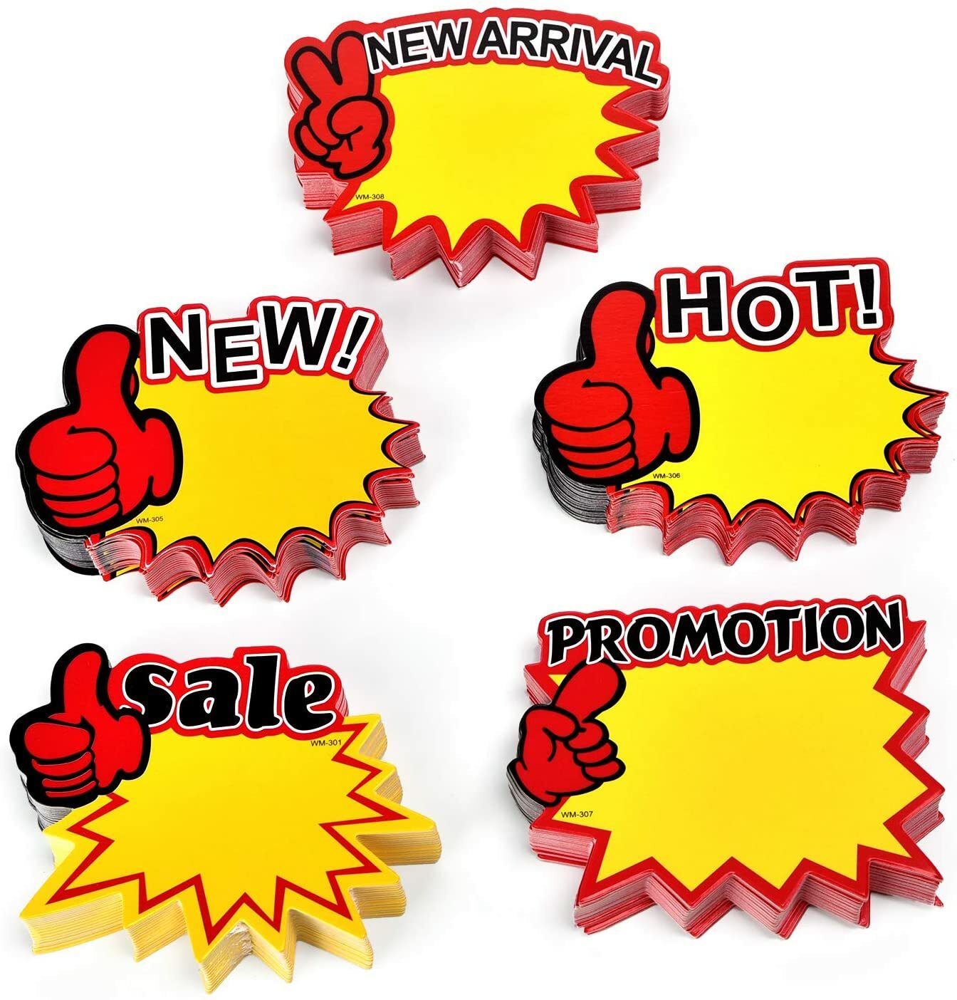 250Pieces English Label Tags Burst Signs Star for Retail, Mini Size 5 Blank Star