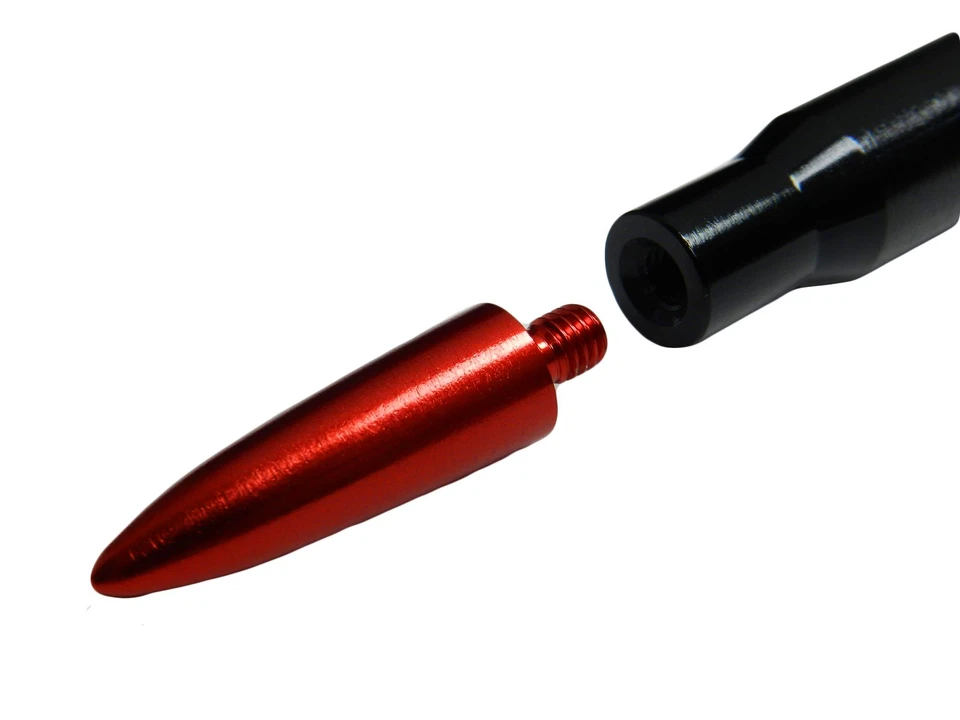 KIT ANTENA CORTA ALUMINIO BALA CALIBRE 50 FORD F150 F250 NEGRO ROJO Foto 3 de 4