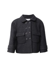 Self-portrait Double-breasted Cropped Jacket In Black Wool Us6