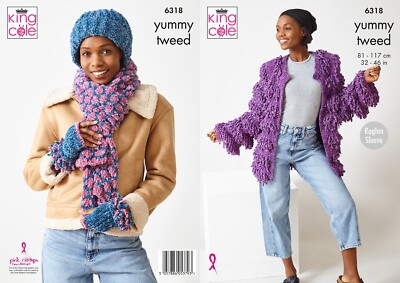 Strickmuster Damen Cardigan Schal Mütze & Handwärmer Damen King Cole 6318