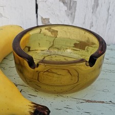 Vintage Amber Small Round Glass Ashtray