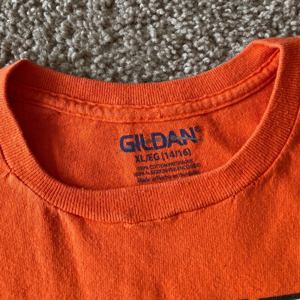 GAME ON Orange T-Shirt Kids GILDAN Size XL(14/16) Crew Neck Short Sleeve Tees - Image 3 of 4